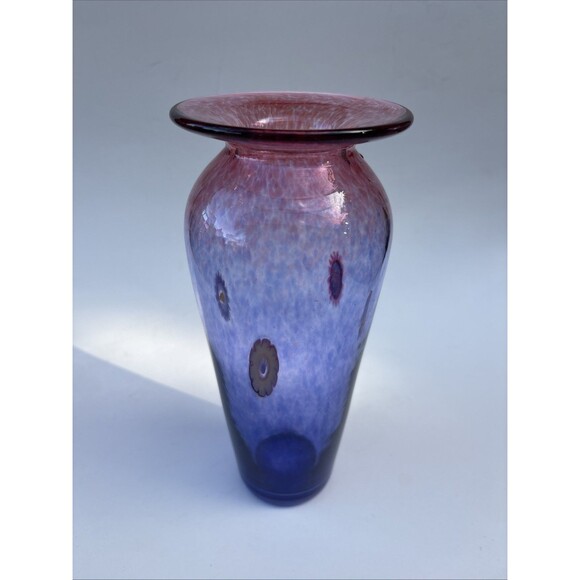 EUC KEN AND INGRID HANSON Signed Art glass Hand blown Millefiori 9” Vase